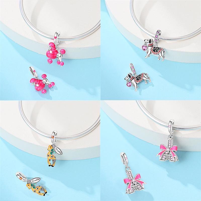 Sweety Copper Cake Poodle Crown Flowers Lover Luminous Charms Beads Fit 3Mm Bracelets Diy Fine Jewelry Making