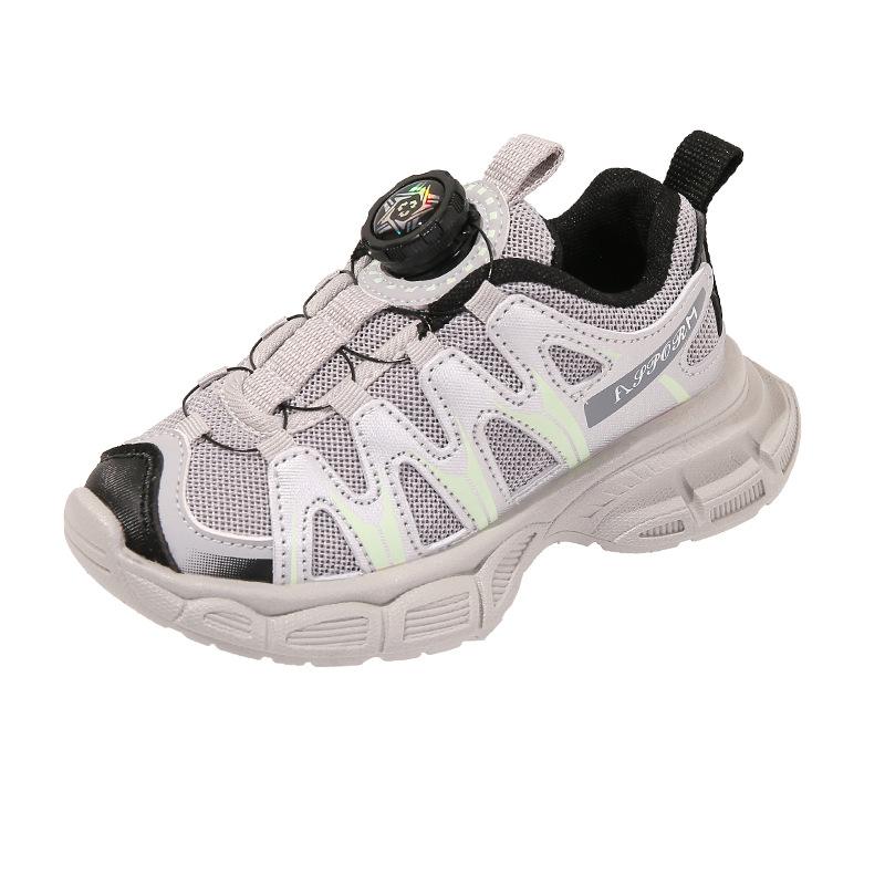 Klučičí boty tenisky jaro 2025 nové dětské otočné knoflíky tátovy boty střední starší kluci prodyšná síťovina