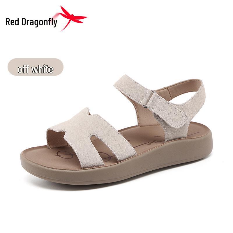 Red Dragonfly Women s Retro Birkenstock Sandals 2026 - New Summer Fashion, Genuine Leather, Flat Bottom, Versatile. EU 40 бежевый