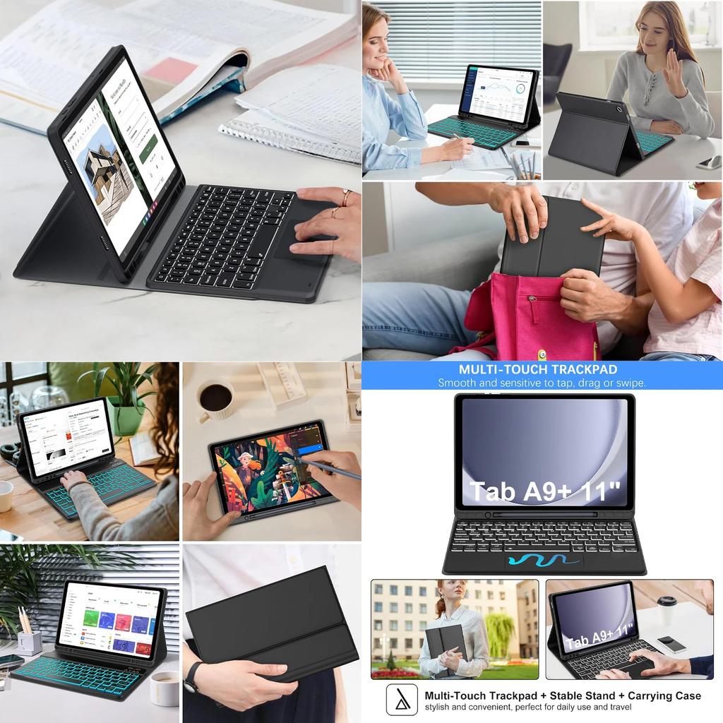 Case for Samsung Galaxy Tab A9 Plus A9+ 11 Inch SM-X210/X216/X218 Tablet Backlit Keyboard Cover for Galaxy Tab A9 Plus A9+ Funda