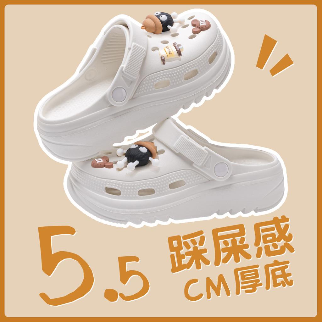 Lochschuhe Sommer Damen Cartoon Niedlich Plateau Outdoor Strand Rutschfest Taschenkopf Strand Kühle Slipper