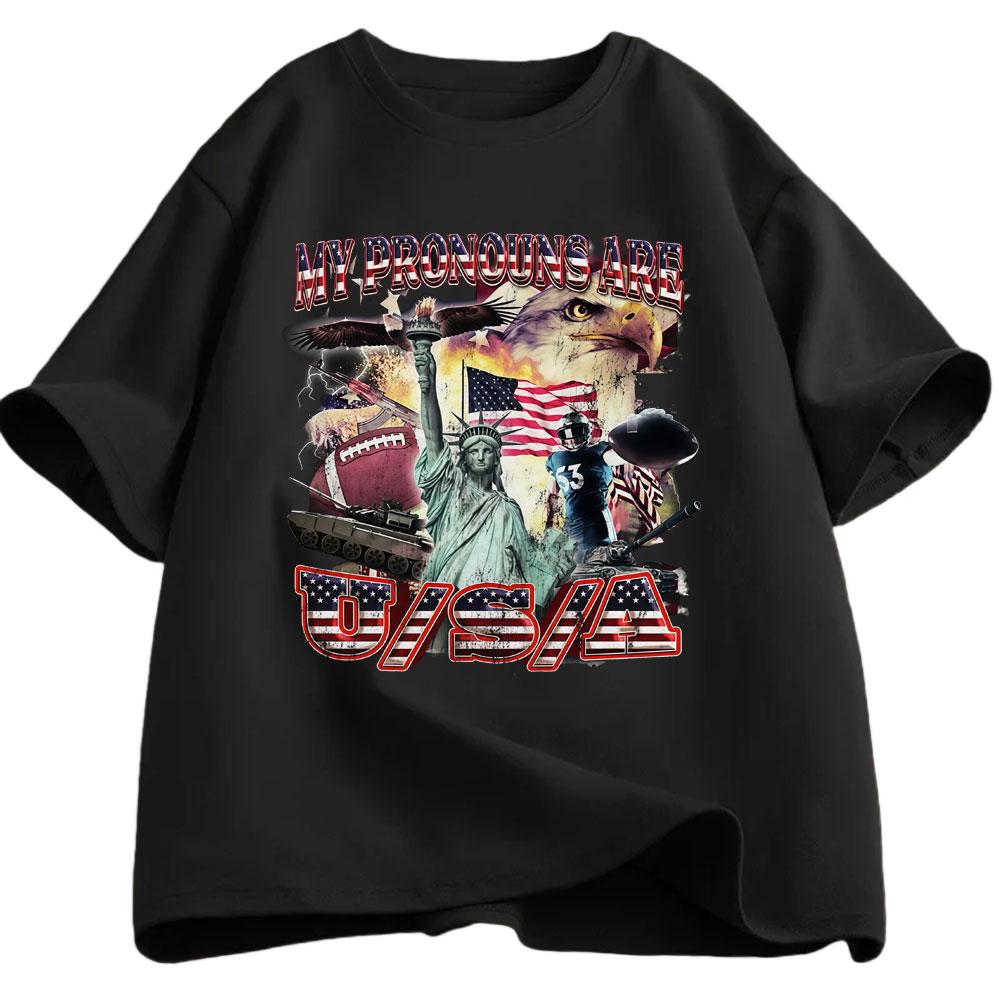My Pronoun Are USA Fun Pattern Tshirt Summer Mens Womens Clothing Casual Cotton Fashion Harajuku Street Wear Y2K Tshirt