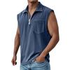 Men's Summer Solid Color Sports Zipper Lapel Vest Men's Sports Casual Vest
