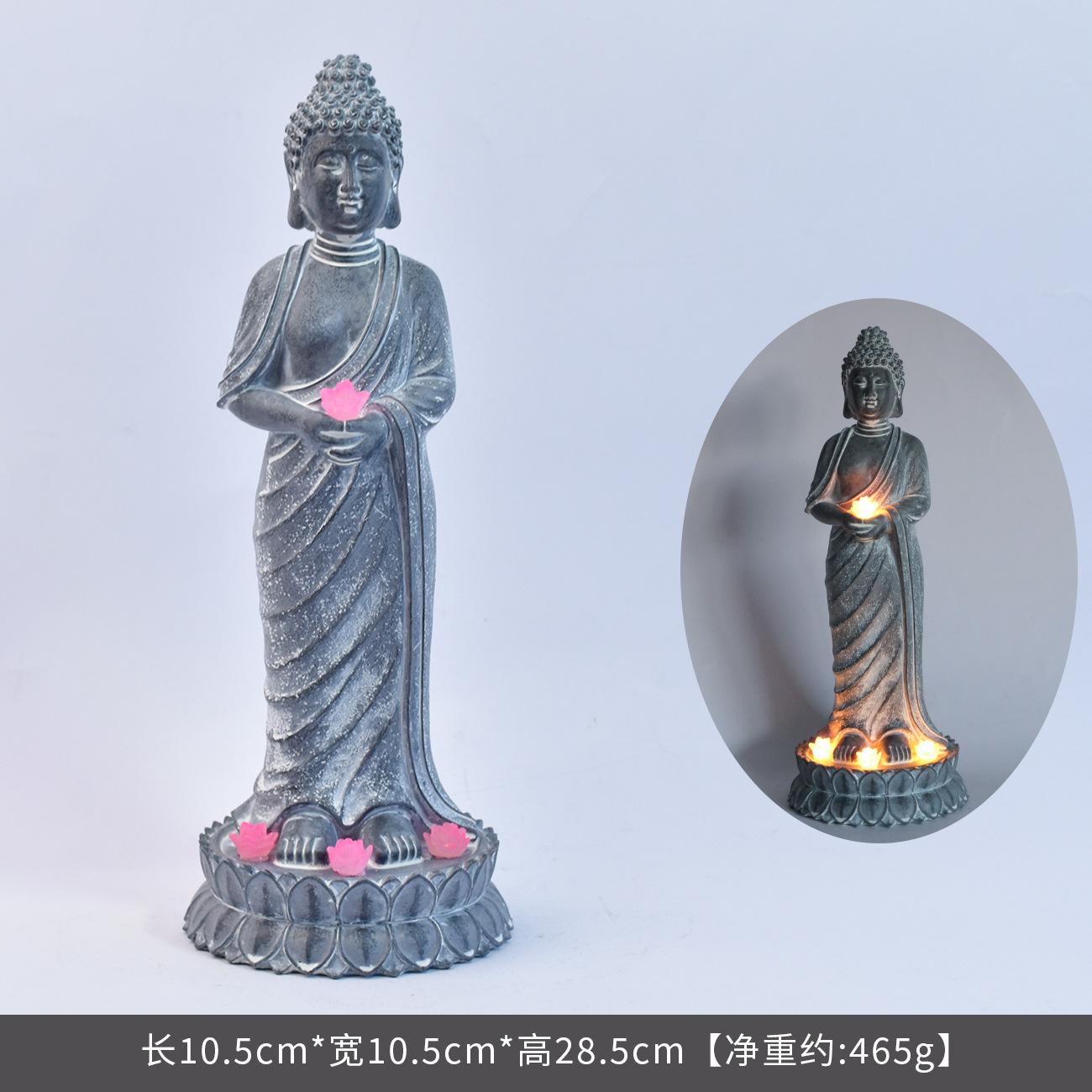 

JYL TS/139,Buddha Figurine Chinese Zen Garden Statue Solar Garden Light for Landscape Decor Resin One Size паризька зелень кольору