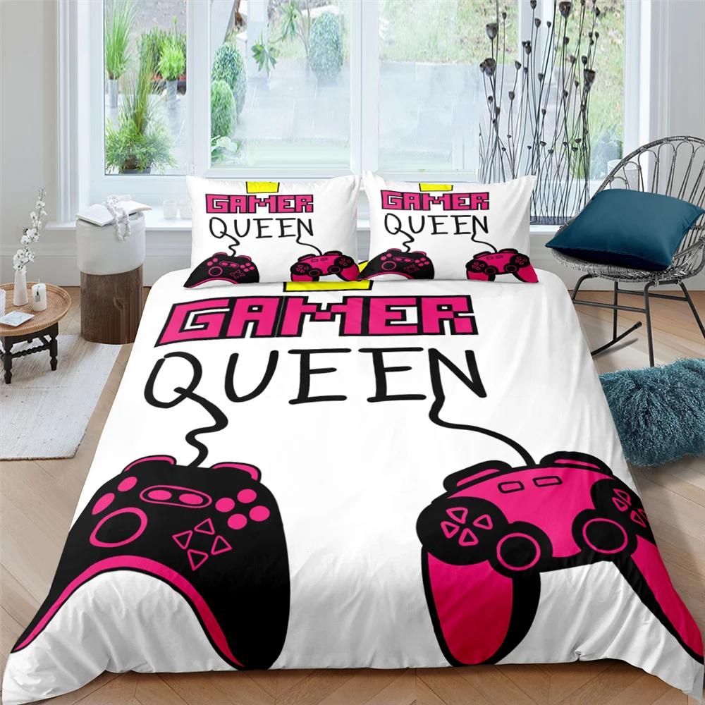 3D Gamepad King Queen Duvet Cover Game Theme Bedding Set For Teens Adults Youth Gamer Bedroom Decor 2/3Pcs Polyester Quilt Cover