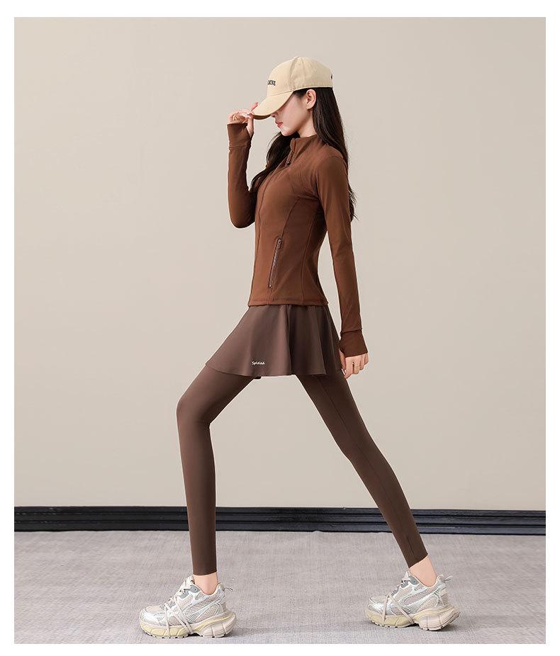 Women's Autumn/Winter 2024 Casual Sports Suit: Yoga Skirt Pants & Morning Run Outfit