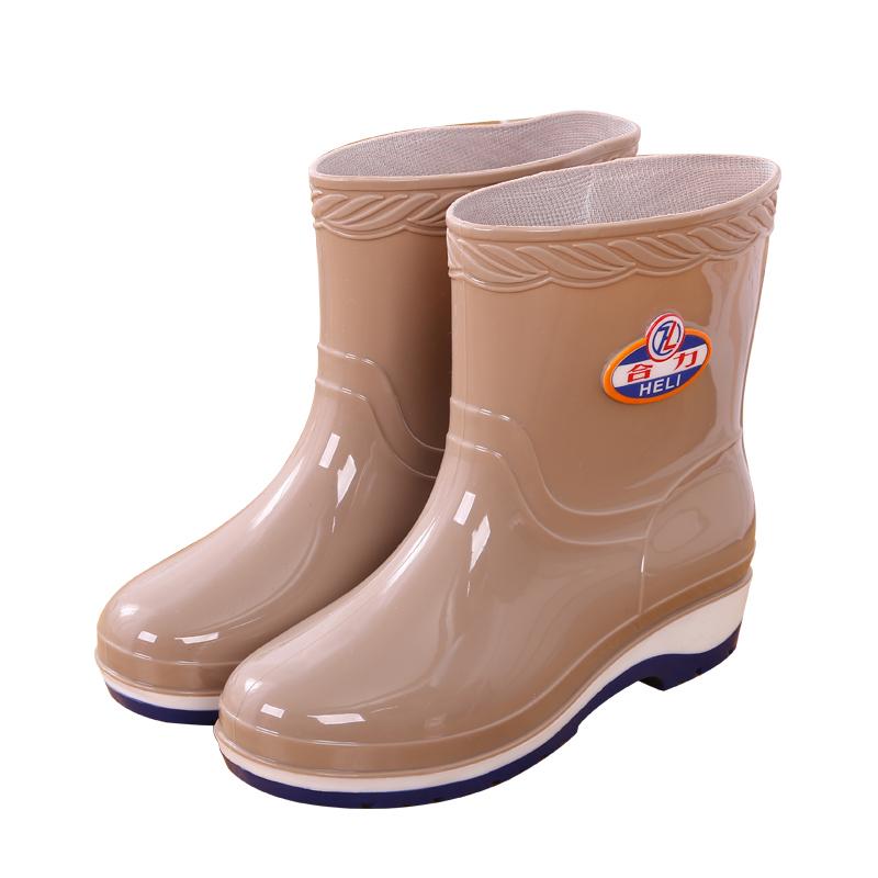 Short Rain Shoes Women's Non-slip and Wear-resistant Water Shoes Waterproof Glue Shoes Fleece Warm Water Boots Labor Protection Medium Tube Horse