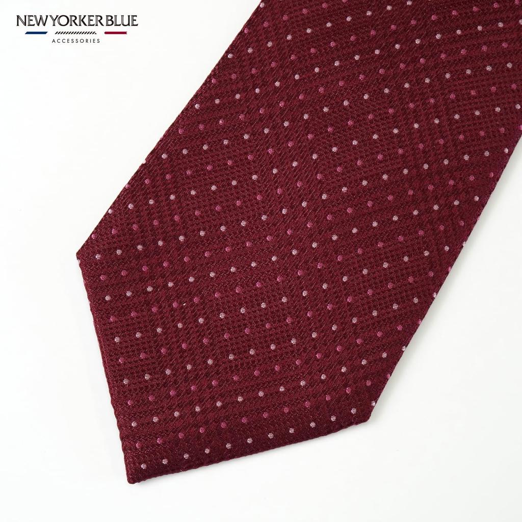 [New Yorker Blue] Polka Dot Tie NB922516 Red, One Size Fits All, Business Suit Style, Gift