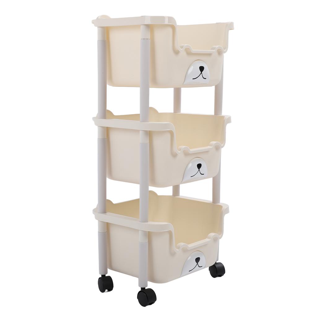 Storage Cart with Caster Wheels High Capacity Rolling Trolley Cart for Bathroom Kitchen Classroom