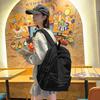 Striped Velvet Student Backpack  Simplicity Solid Color  High Capacity Backpack  Traveling  Outdoors  Versatile  New