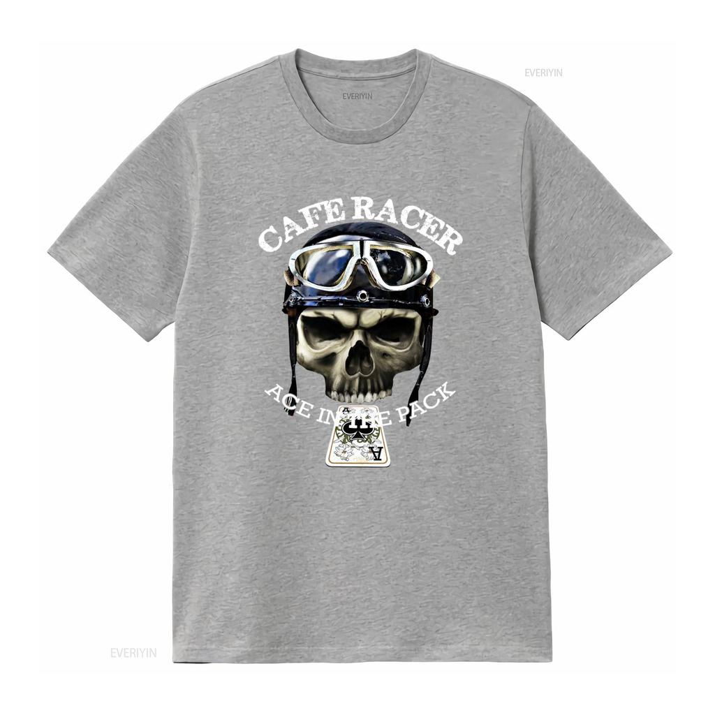 Cafe Racer Ace in de Pack Vintage Retro Biker Schedel T-shirt voor Mannen vintage Gewassen mode Veelzijdig homme Stijlvol Rekbaar