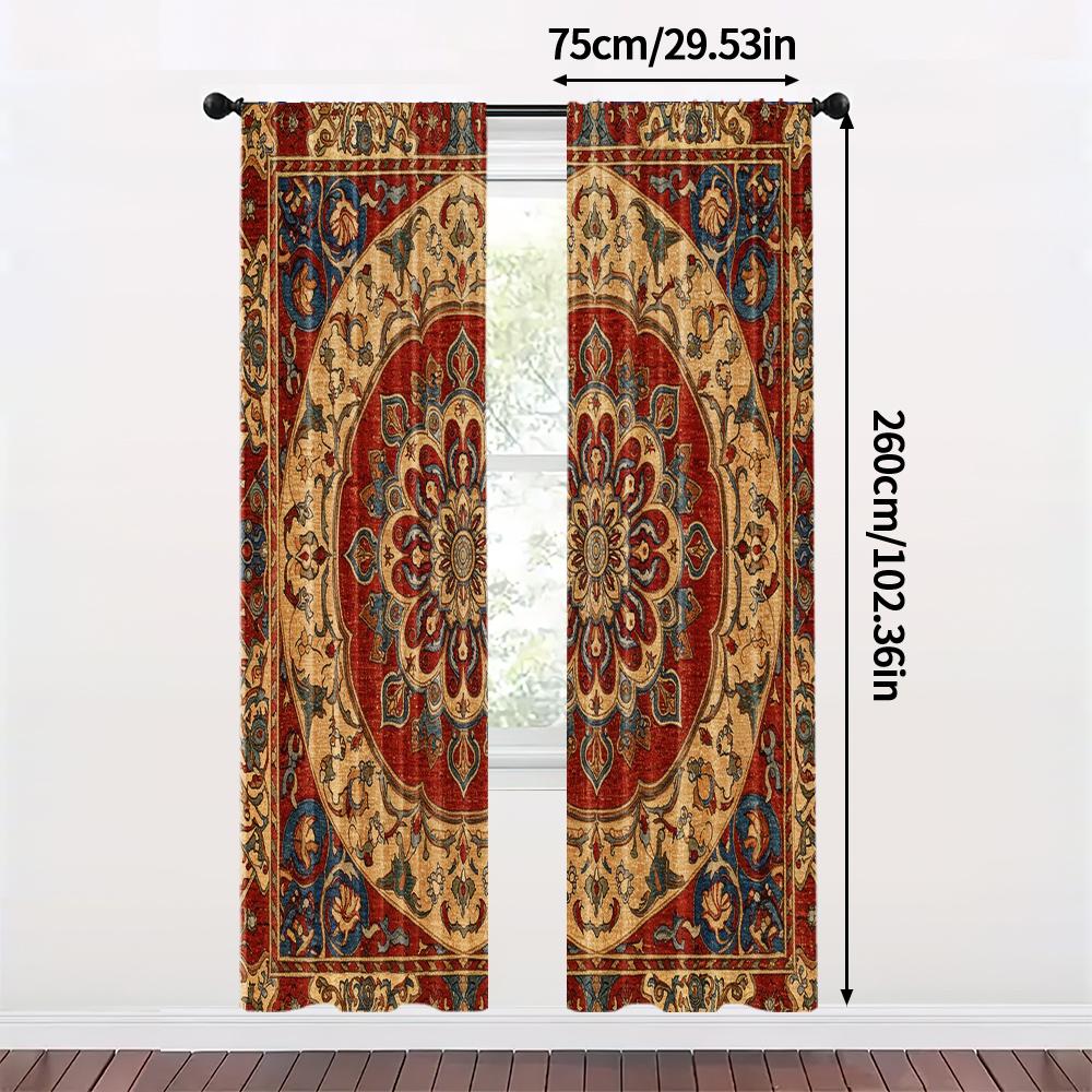 2pc, Curtains Morocco Inspired Abstract Mosaic Durable Polyester,Without Electricity Festive Holiday for Holiday Decor
