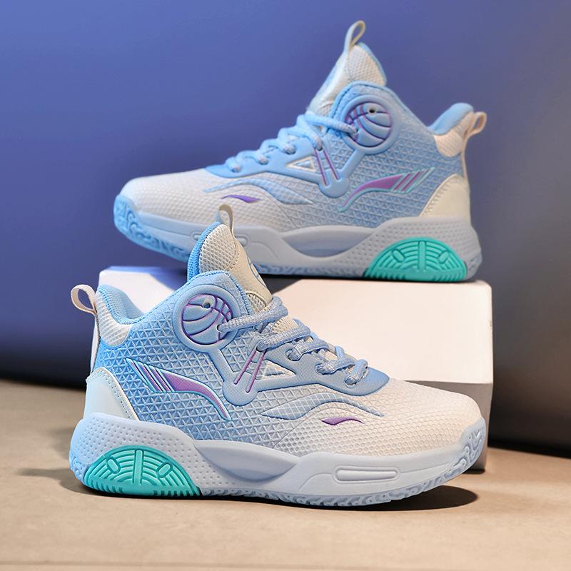 2025 spring new children's basketball shoes middle and old children's running sports shoes mesh youth breathable non-slip moisture shoes