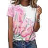 Zomer Dames T-shirt Creatief Bedrukt T-shirt met Korte Mouwen Modieus Comfortabel Zacht Ademend Katoenen T-shirt