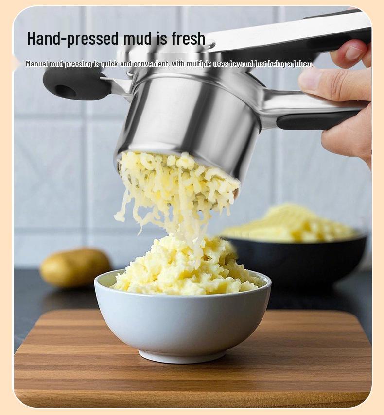 Stainless Steel Potato Masher with Replaceable Sieves for Baby Food and Kitchen Use