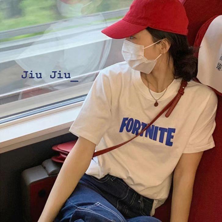 Cotton Short-sleeved T-shirt Women's Loose Original Style New Letter Printing Student T-shirt Ins Women's Fashion