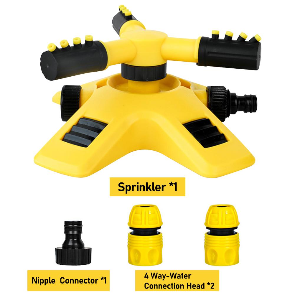 360 Degree Automatic Rotating Sprinkler Head 3-Arm Water Sprinkler Garden Lawn Large Area Coverage Water Sprinkler Irrigation
