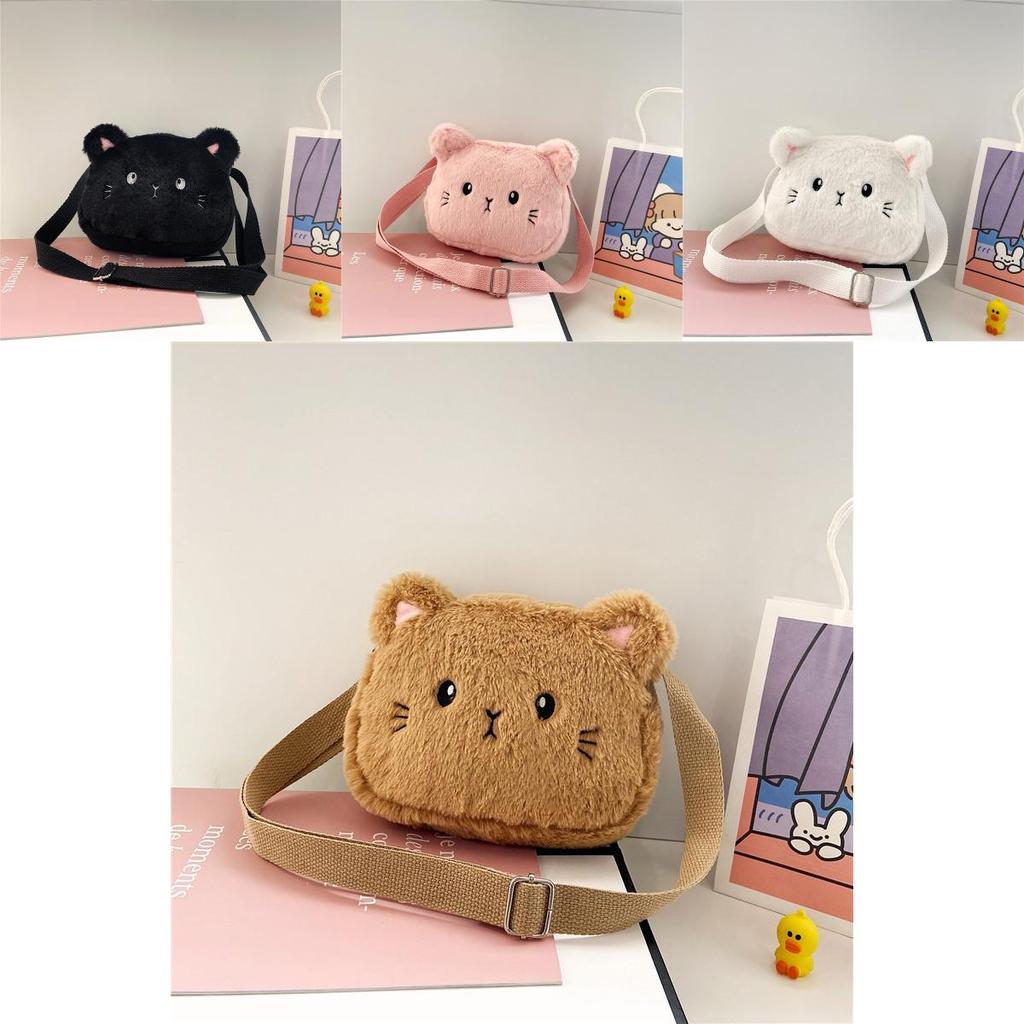 Cute Plush Cat Kids Crossbody Bag For Casual Daily Wear And School Days