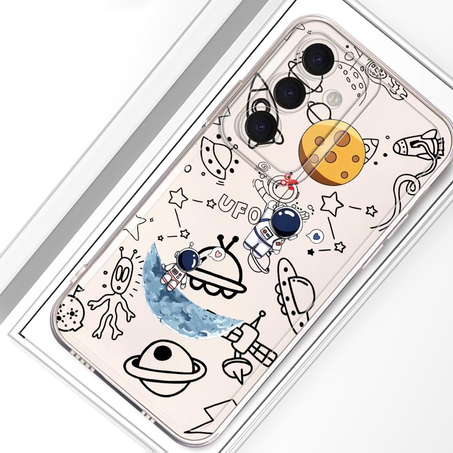 Kreslený roztomilý pouzdro astronaut pro Samsung Galaxy A34 A35 A14 A16 A56 A50 A54 A15 A55 A23 A36 A13 A33 A52 A25 A51 A52 A31 A26 A24