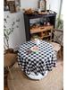 Plaid  Black and White Coffee Table Cloth Dining Table Cloth Round Table Cover for Valentine’s Day, Small Round Tables, Dining Room, Bedroom