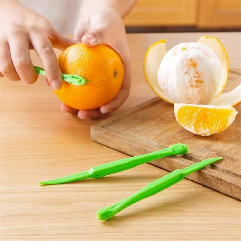 Orange & Pomegranate Peeler: Multi-functional Fruit Peeling Tool with Thick Finger Ring. Snail Model - Orange (Unpackaged)
