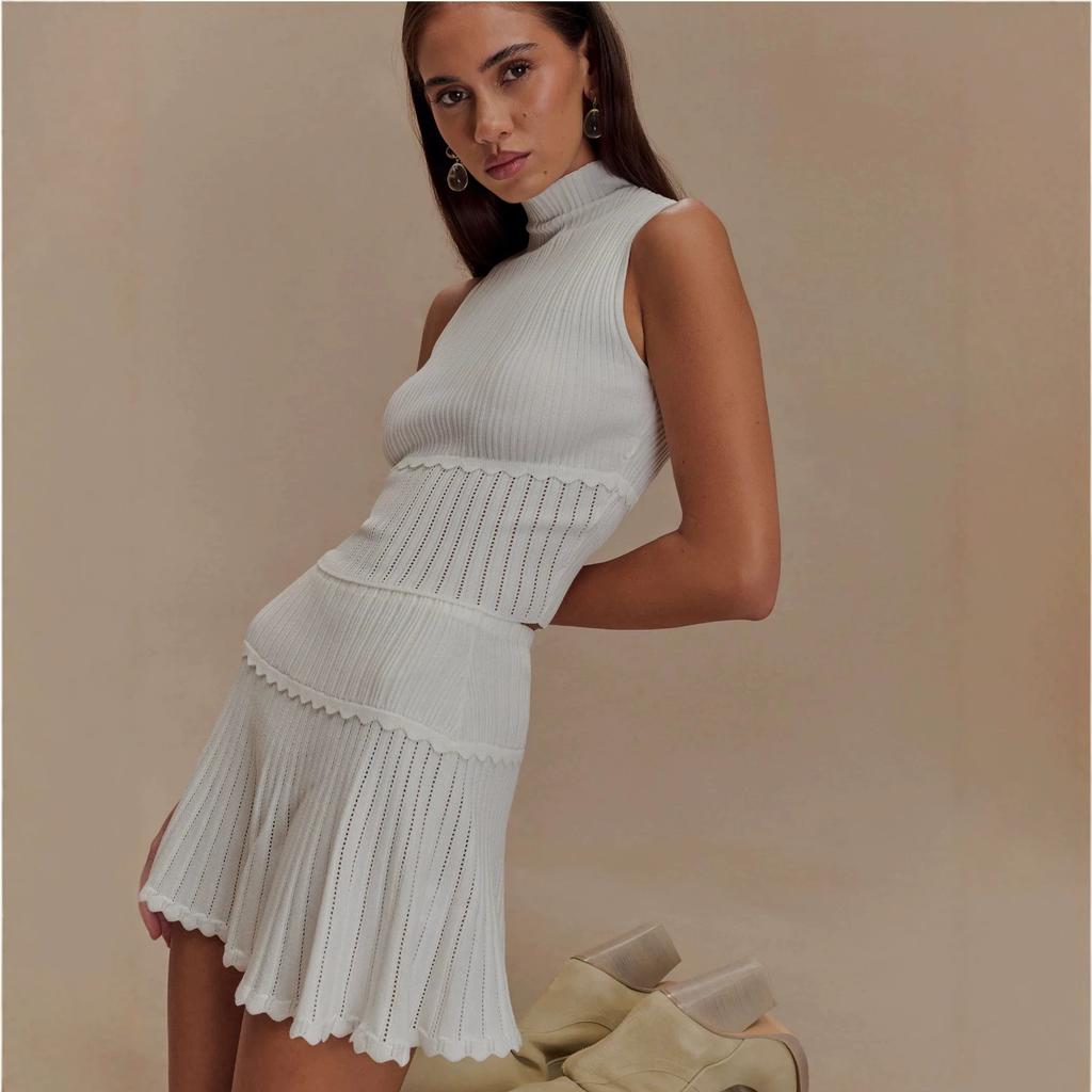 European and American Women's Clothing Sexy Temperament Knitted Top Sleeveless Vest 1116 Summer Skirt Fashion Suit Women