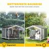 Dog House Weatherproof Elevated Dog House Made of Wood with Asphalt Roof, Terrace, for Medium-Sized Dogs 103x107x83.5cm Grey
