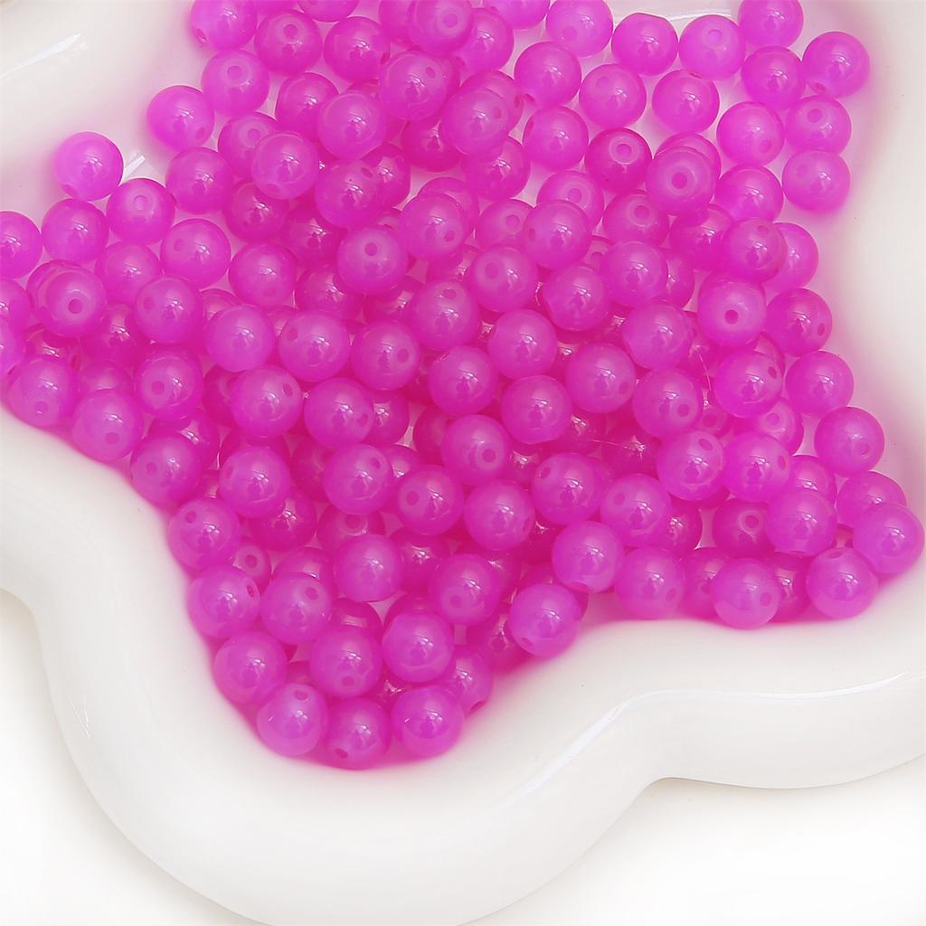 Glass Jelly Solid Color Imitation Jade Round Beads Loose Beads DIY Handmade Necklace String Beads Jewelry Accessories Beads for Jewelry Making
