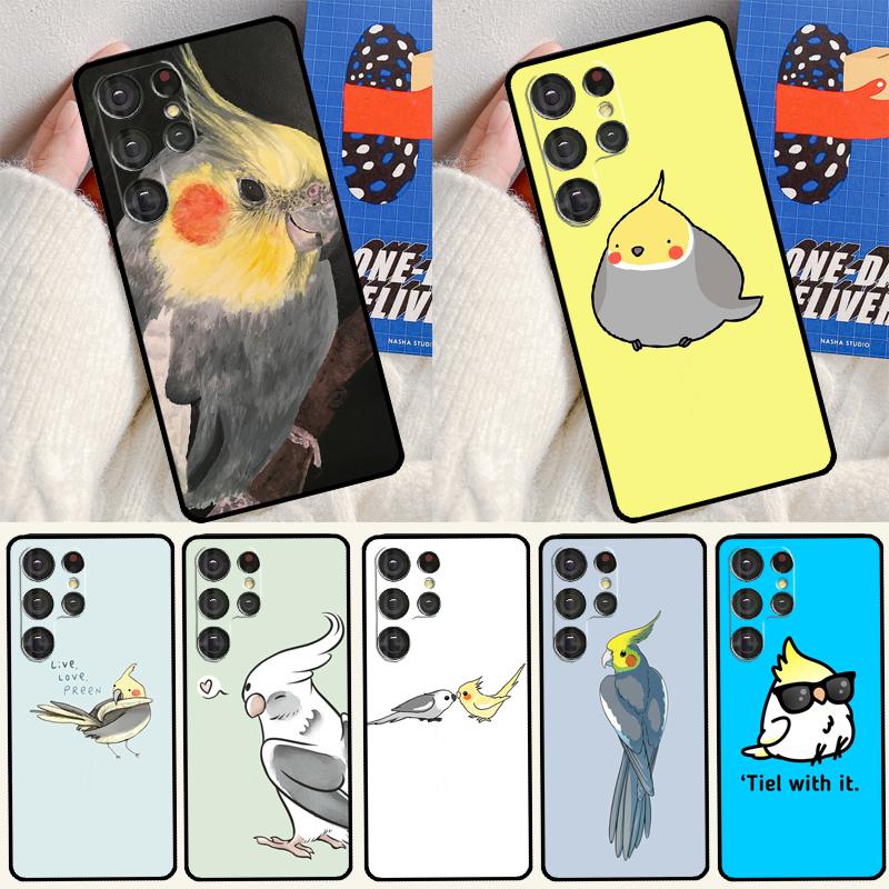 Cartoon Animal Chubby Cockatiel Soft Case For Samsung Galaxy S24 Ultra S9 S10 S20 S22 S21 Plus S23 FE S25 Ultra Funda Cover