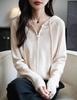 Yuanbao Stitch Women's Korean Style Wool Zippered Hoodie - Casual Versatile Solid Color Knitwear
