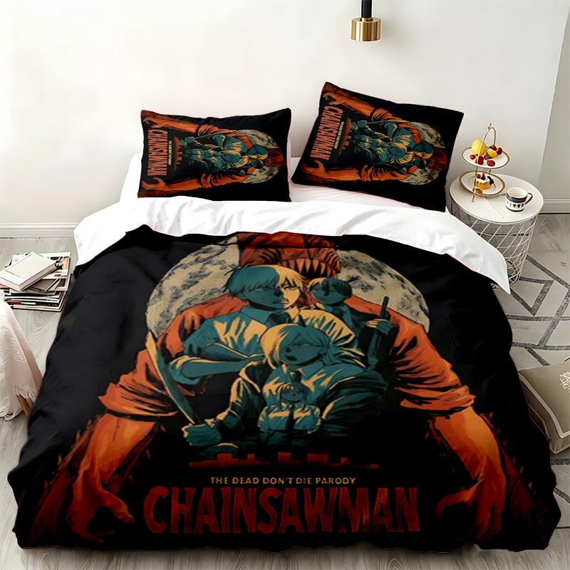 Chainsaw Man 3pc Set Perfect for Bedroom Use Comfortable Bedding Set Includes a Duvet Cover and Two Pillowcases Ideal Birthday or Christmas Gift