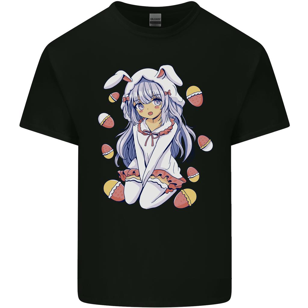 Easter Anime Girl With Eggs and Bunny Ears Unisexs Light Cotton TShirt