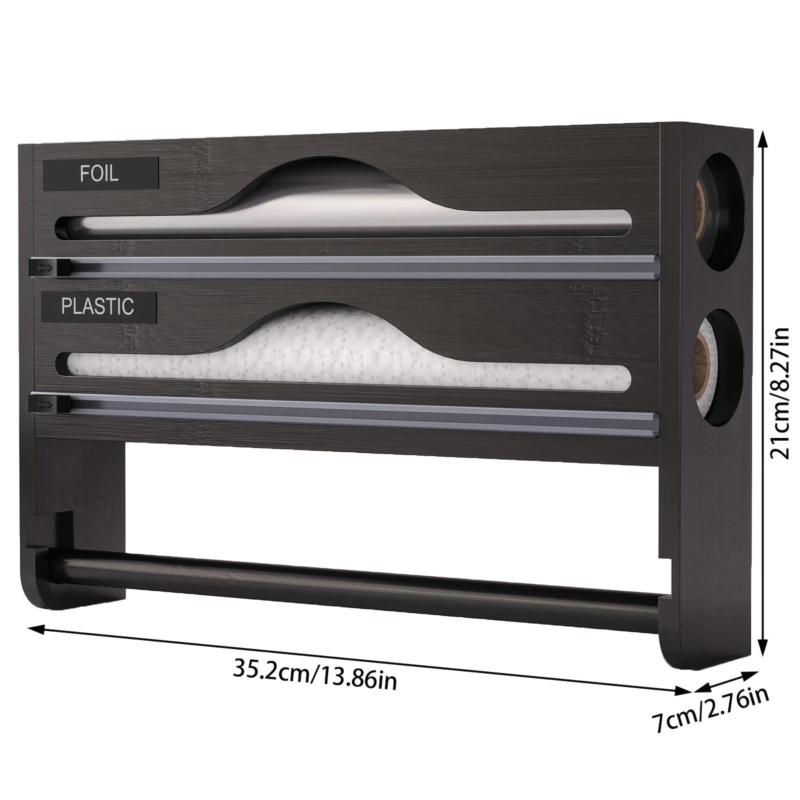 

Бамбуковый диспенсер для пищевой пленки с держателем для кухонной бумаги 2 в 1 органайзер для хранения для дома чёрный