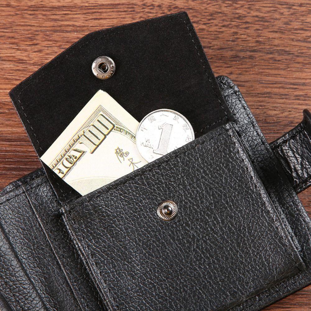 Minimalist PU Leather Retro Men's Wallet Black Coffee Ultra Thin Multiple Pockets Soft Two-Fold Coin Purse Credit Card