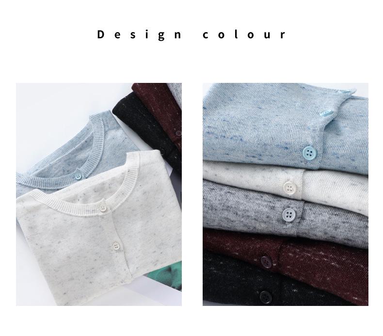 Women's Floral Wool Knit Cardigan - Round Neck, Short Sleeves, 2025 Spring/Summer Collection