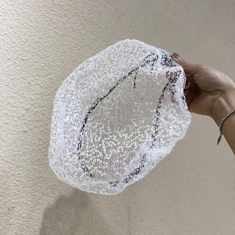 Mesh sequined beret women's summer thin breathable British hollow painter hat temperament elegant Internet celebrity Internet celebrity