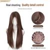 Korean Style Long Black Straight Wig for Women with Natural, Realistic Hair, Traceless Middle Part and Bangs.