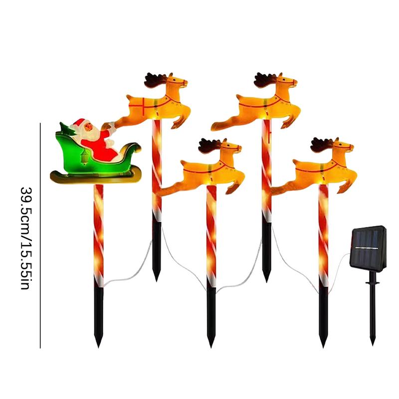 5Pcs Christmas Solar Lights Outdoor Lights Elk Design LED Christmas Garden Outdoor Lights Decorations for Home Festivals