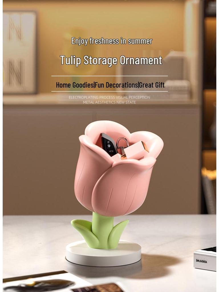 Tulip & Calla Lily Resin Flower Storage Ornament for Home Decor