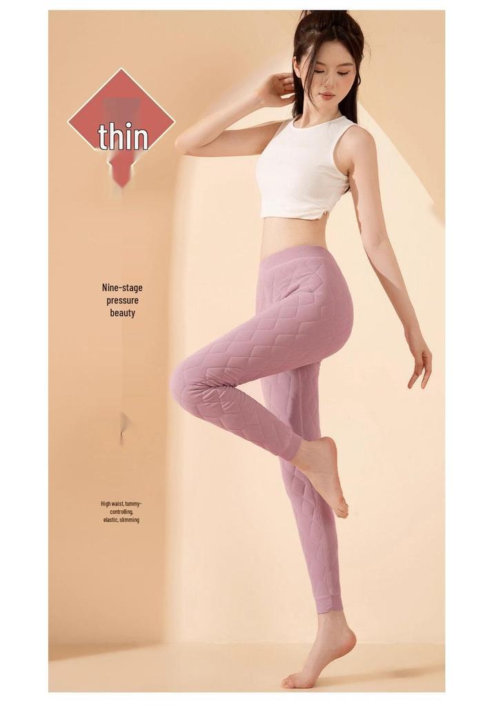 Damen-Winterhose mit hoher Taille, 100 % Wollfüllung - Extra dick, Baumwolle mit Samtfutter für Kälteschutz