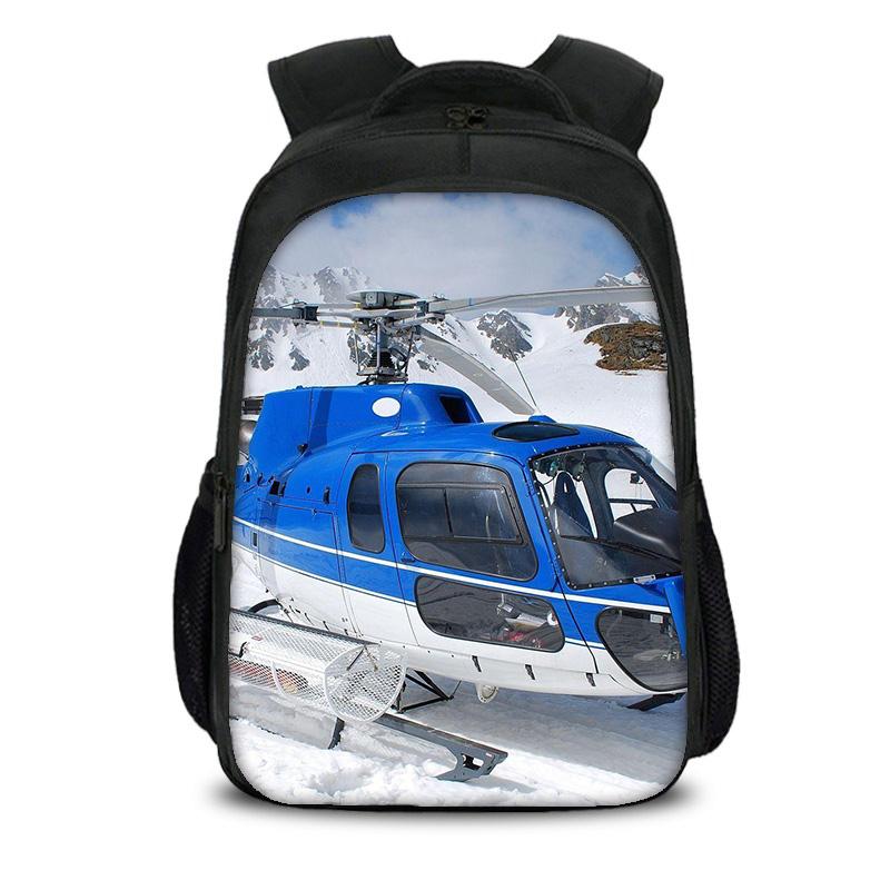 Helicopter Large Capacity Lightweight Double-layer Backpack with New Mechanical Printing the Best Gift for Boy and Girl Schools
