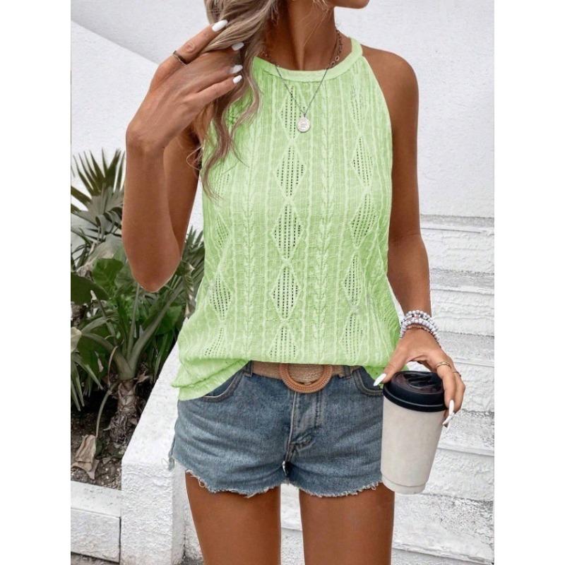 Summer new style jacquard outer wear hollow round halter neck vest fashionable women's clothing