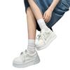 Internet celebrity Korean white shoes women's 2025 summer new round head platform versatile lace-up niche casual sports shoes