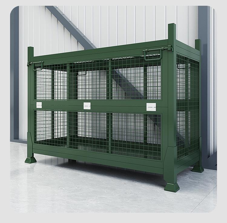 Heavy-Duty Collapsible Storage Cage: Stackable Metal Warehouse Bin and Logistics Frame Crate