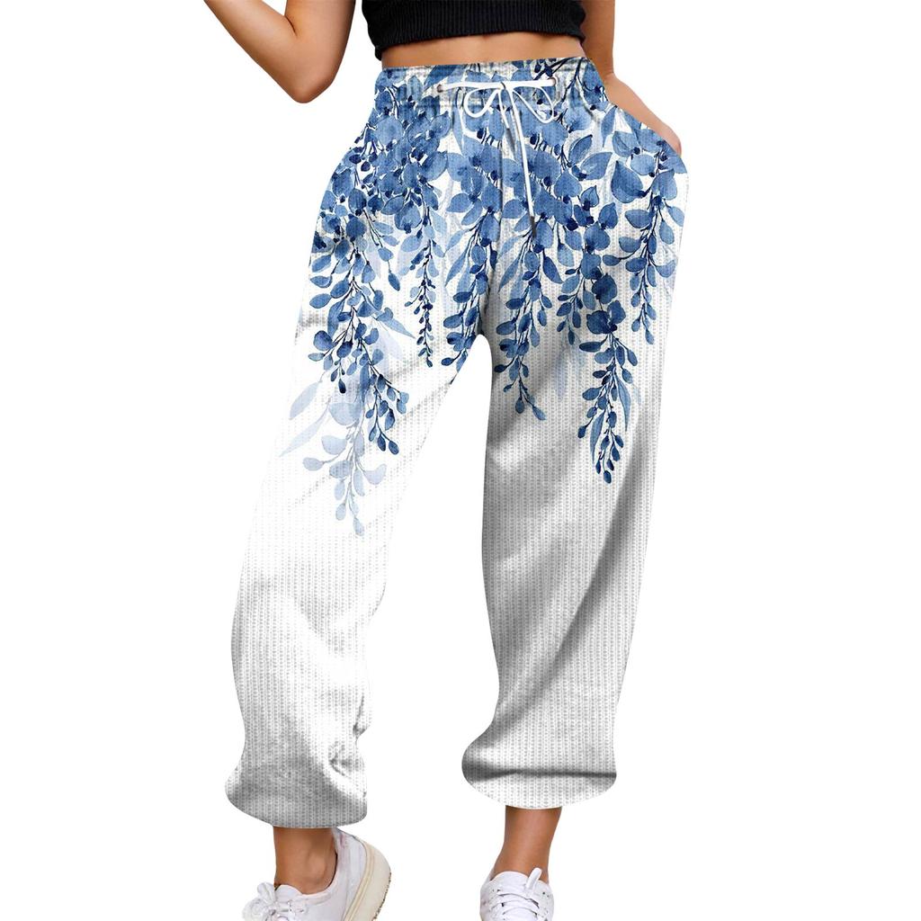 Women's Casual Pants High-waisted Belted Jogging Pants With Pockets