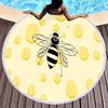Yellow Bee Round Beach Towel Microfiber Quick Dry Lightweight Cartoon Animal Beach Blanket Throw Roundie Swim Pool Circle Towel