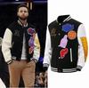 Tide Brand AC Milan Embroidered Leather-Sleeve Versatile Baseball Jacket
