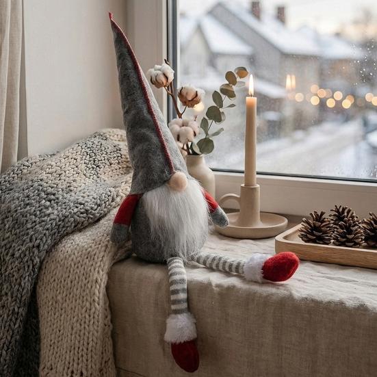 Langbeinige Plüsch-Gnom-Weihnachtspuppen-Dekoration, Lange Beine Weiche Schwedische Figur, Nordischer Stil Feiertags-Stoff-Elfen-Zwerg-Schmuck für Zuhause
