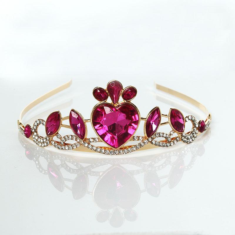 Korean Style Rhinestone Crystal Crown: Heart  Water Drop Diamond Design for Children s Performances