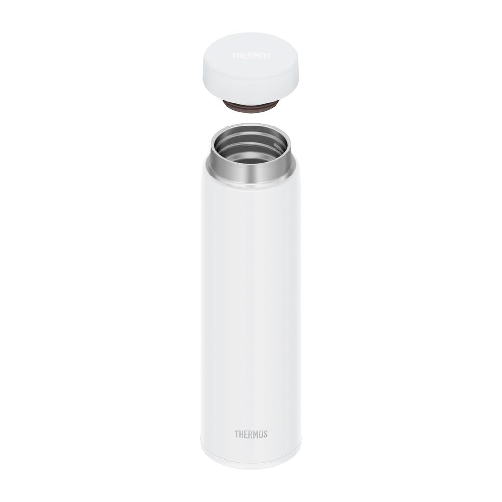 Thermos Vacuum Insulated Portable Mug 600ml White Easy to clean with minimal secure gasket stainless steel bottle WH - parts, screw-on closure,